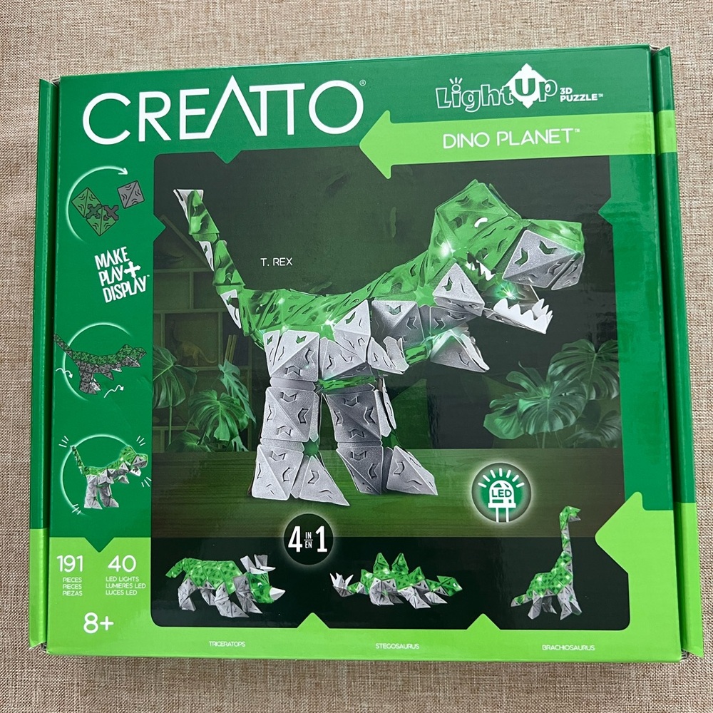 New in box 4 in 1 LED Light up 3D Puzzle Dino Planet T. Rex